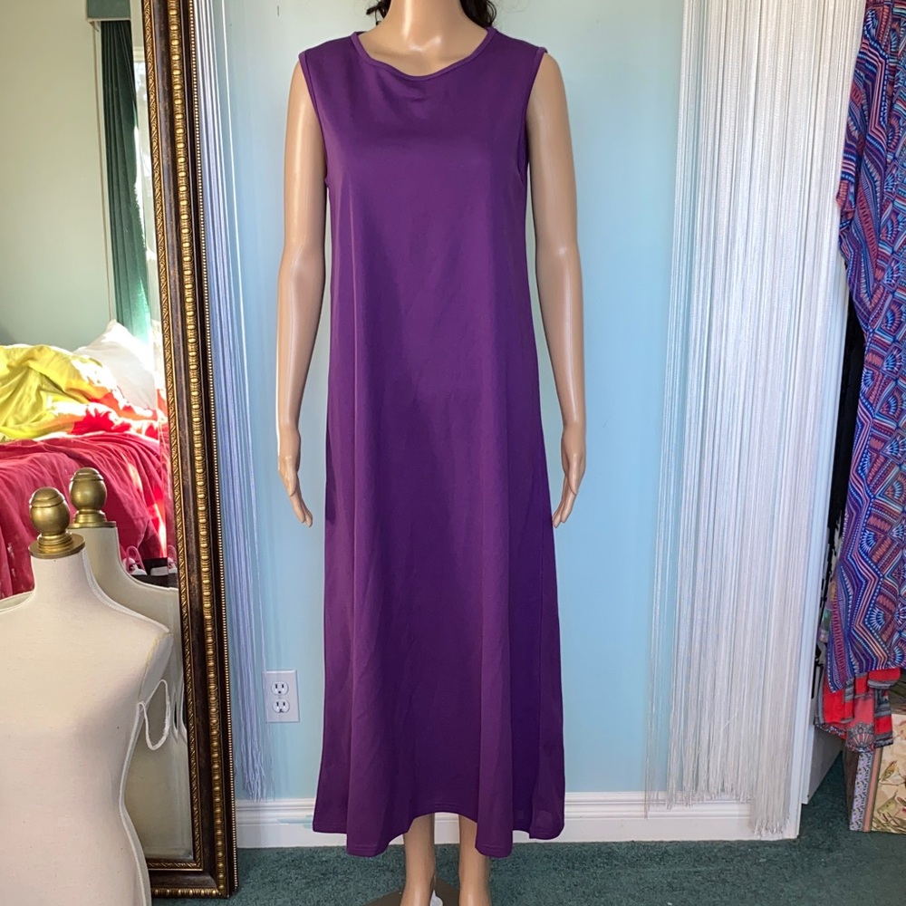 2 Piece Set Purple Maxi Dress and Kimono